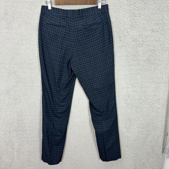 Topman Mens Dress‎ Pants 30 Navy Blue Check Plaid Slim Fit Trousers Work Preppy - Picture 2 of 6